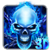 3D Blue Flaming Skull Theme Launcher icon