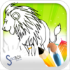 lion coloring book icon