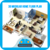 3D Modular Home Floor Plan icon