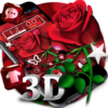 3D Red Rose Blossom Diamond Theme icon