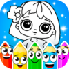 Coloring dolls icon