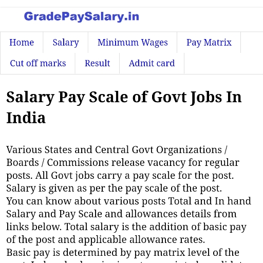 Salary Pay Scale of Govt Jobs icon