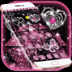 Pink Shiny Diamond Love Heart Theme icon