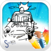 police car coloring book icon