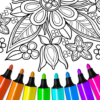 Flowers Mandala coloring book icon