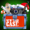 Open case simulator new year christmas set icon