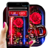 3D Red Rose Glitter Hood Launcher Theme icon