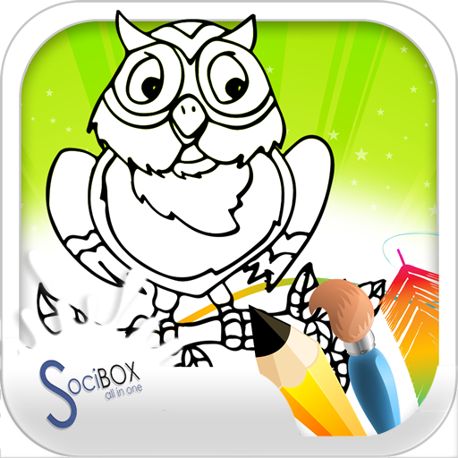 owl coloring book icon