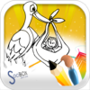 stork coloring book icon