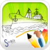 ship coloring book icon