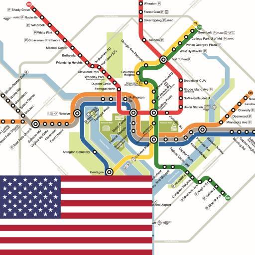 WASHINGTON DC METRO RAIL BUS MAP ワシントン 华盛顿哥伦比亚特区 icon