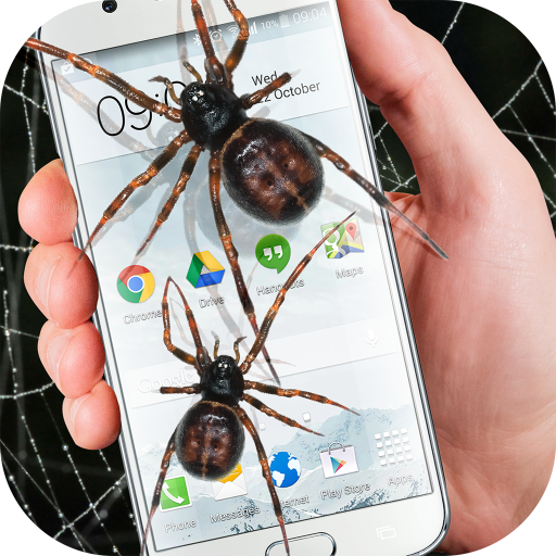 Spider in phone funny joke icon