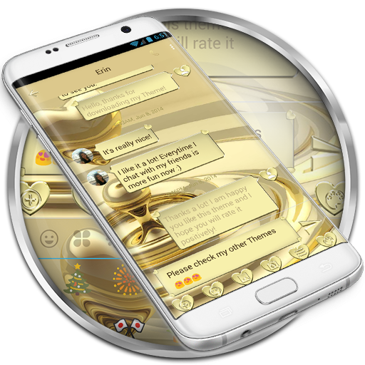 SMS Messages Heart Gold Theme icon