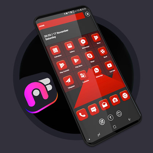 Material Red Theme Art Fine Launcher icon