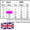 UK HOLIDAY CALENDAR 2020 イギリス休日 英国节日 icon